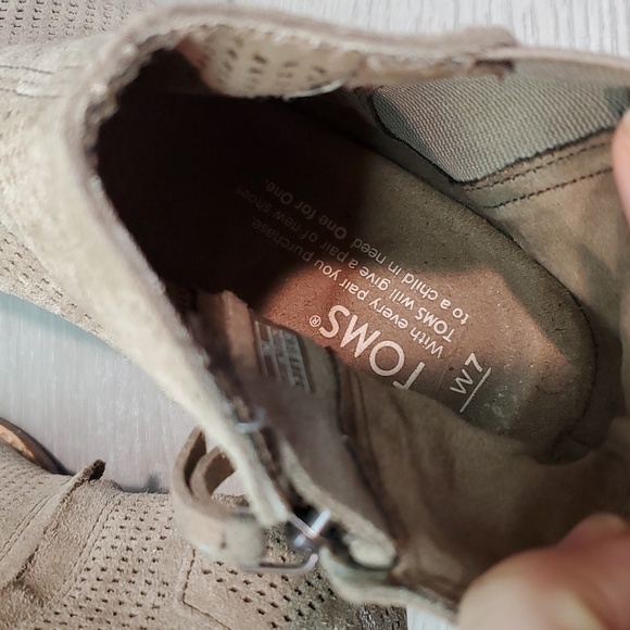 Toms Women Majorca Ankle Leather Heels Open Peep Toe shoes boots sz 7 - Picture 11 of 11